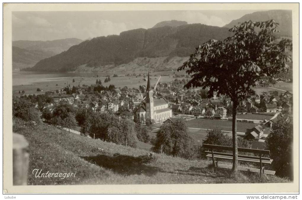 Unterägeri - Dorf Mit Kirche           1935 - Unterägeri