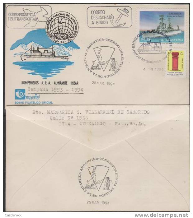 O) ARGENTINA 1994, ANTARTIC BASE ALMIRANTE IRIZAR, BOAT-BUZON, FDC USED. - Used Stamps