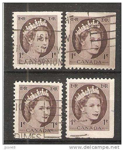 Canada  1954-62  Queen Elizabeth II (o) 1c - Timbres Seuls