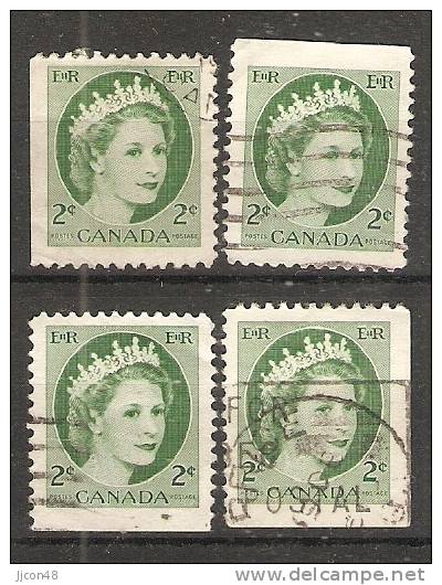 Canada  1954-62  Queen Elizabeth II (o) 2c - Single Stamps