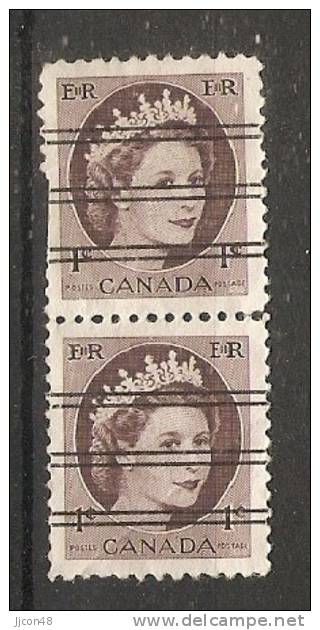 Canada  1954-62  Queen Elizabeth II (o) 1c - Préoblitérés