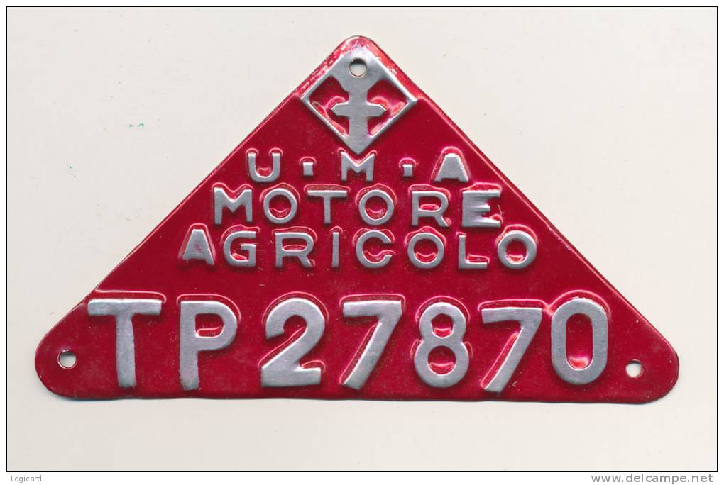 SPLENDIDA TARGA U.M.A. MOTORE AGRICOLO TP27870 DOPO GUERRA - Altri & Non Classificati