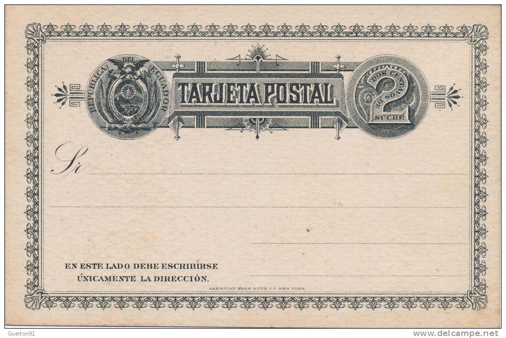 ( CPA EQUATEUR  )  TARJETA POSTAL  / - Equateur