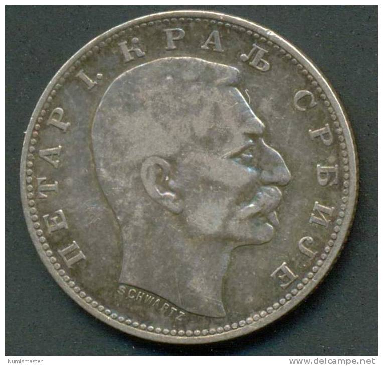 SERBIA , 1 DINAR 1912 ,UNCLEANED SILVER COIN - Serbien