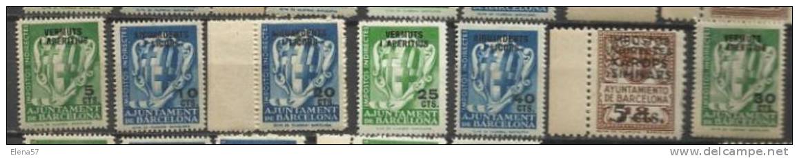 899  -LOTE BARCELONA NUEVOS SERIE ** FISCALES IMPUESTOS TASAS GUERRA CIVIL.HABILITADOS CON SOBRECARGA.MNH LOTE BARCELONA - Barcelona