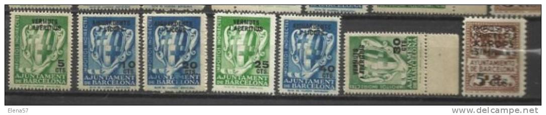 2240-LOTE BARCELONA NUEVOS SERIE ** FISCALES IMPUESTOS TASAS GUERRA CIVIL.HABILITADOS CON SOBRECARGA.MNH LOTE BARCELONA - Revenue Stamps