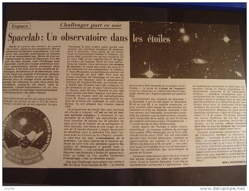 KENNEDY SPACE CENTER COSMOS NASA CHALLENGER COLUMBIA HOUSTON CONSEIL DE L'EUROPE env 35 DOCUMENTS + PRESSE