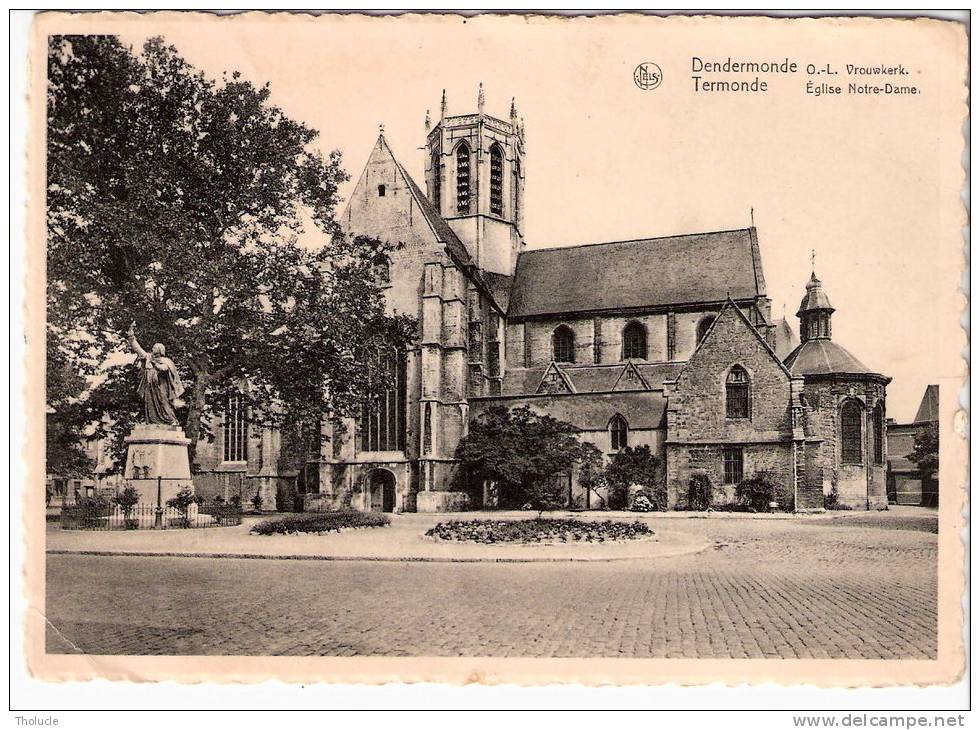 Dendermonde-Termonde-O.-L. Vrouwkerk (Eglise N.D-Statue Du R.P De Smet)(exp.-->Wiers-Callenelle)-Timbre COB 714-90c-1945 - Dendermonde