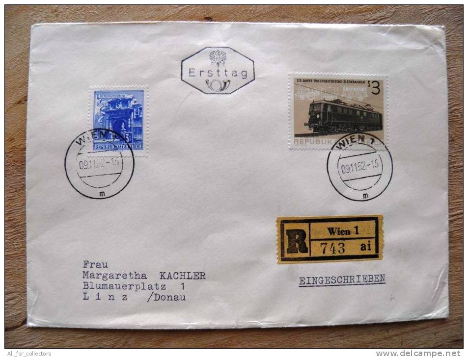 Cover Sent In Austria Osterreich, Ersttag FDC, Registered, Wien, Train Transport - Covers & Documents