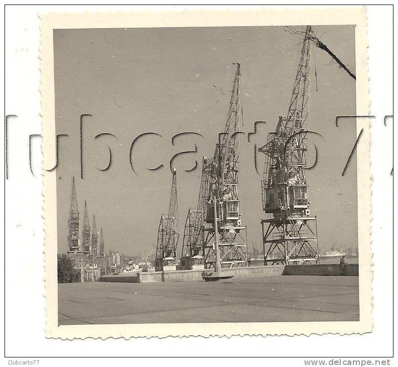 Bordeaux (33) : Vue Sur Les Grues Du Port Au Niveau Du Quai En 1956 (animée) PHOTOGRAPHIE RARE. - Altri & Non Classificati