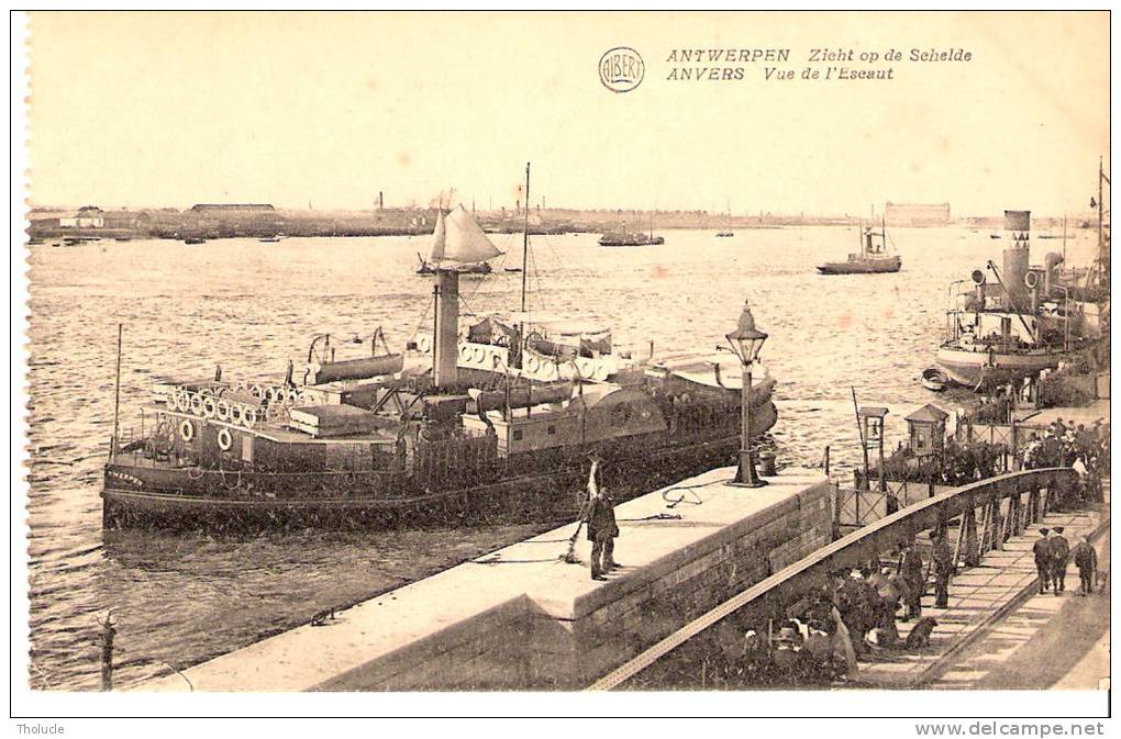 Antwerpen-Anvers-+/-1920-zich Op De Schelde-Sleepboot- Vue De L'Escaut- Bâteaux- Remorqueur- Voilier.... - Tugboats
