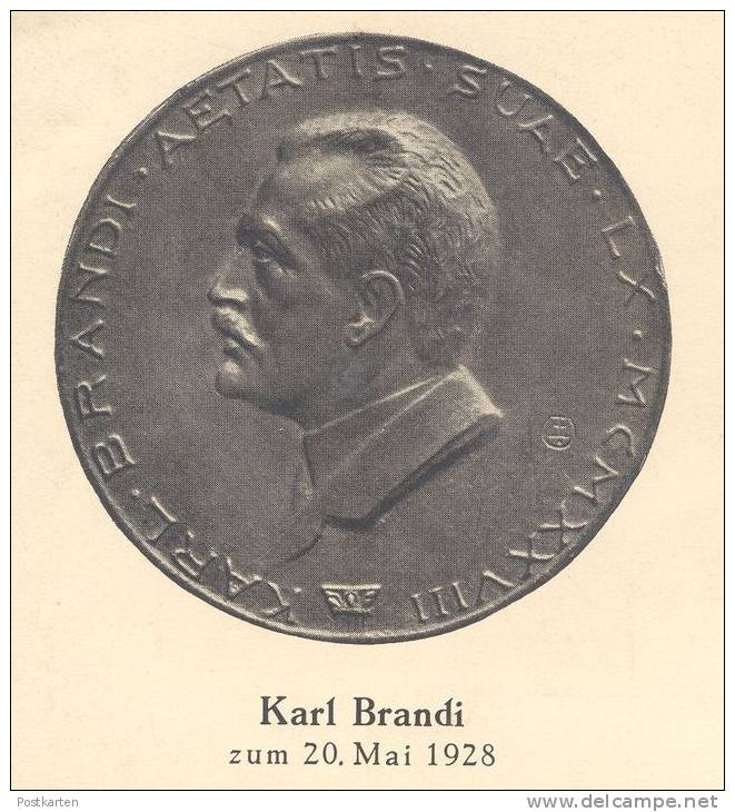 ALTE POSTKARTE PROFESSOR KARL BRANDI 1928 ELISABETH VON ESSEÖ MÜNCHEN Money Coin Münze Medaille Medal Monnaie Nude Nu - Münzen (Abb.)