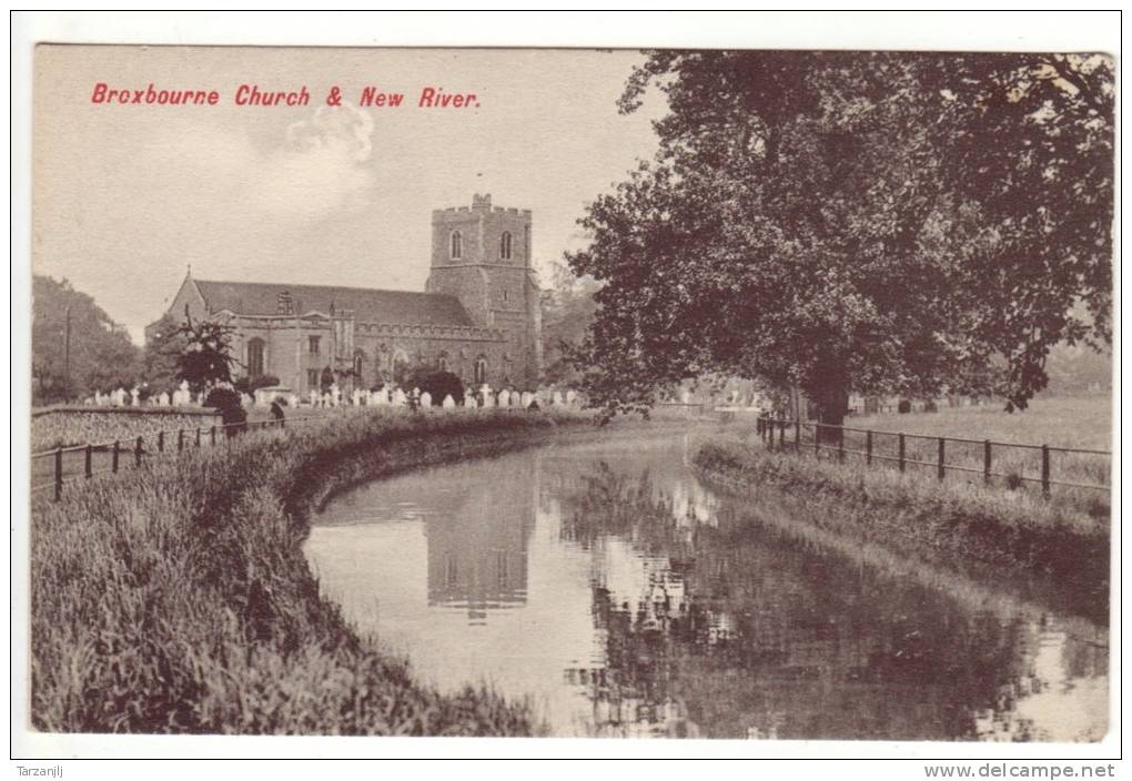 CPA De Broxbourne Church & New River. Hertfordshire - Hertfordshire