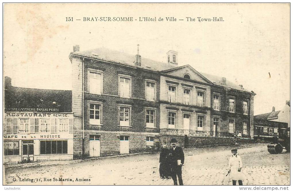 80 BRAY SUR SOMME L'HOTEL DE VILLE ET CAFE DE LA MUSIQUE - Bray Sur Somme