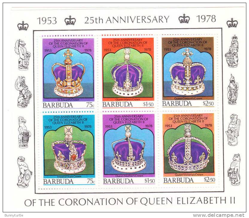 Barbuda 1978 Coronation Of QE II 25 Anniversary S/S MNH - Barbuda (...-1981)