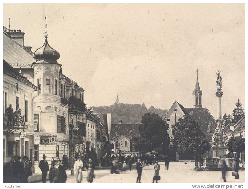 ALTE POSTKARTE LEIBNITZ PLATZ DROGERIE STEIERMARK 1920 Fahne Flag Pavillon Postcard Cpa AK Ansichtskarte - Leibnitz