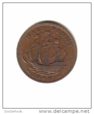 GREAT BRITAIN    1/2 PENNY  1948  (KM # 844) - C. 1/2 Penny