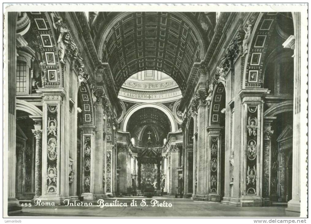 Italy, Rome, Roma, Interno Basilica Di S. Pietro, Unused Real Photo Postcard [13680] - San Pietro