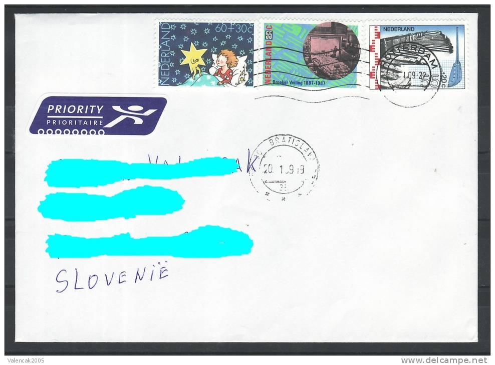 D09 Netherlands Traveled Letter Brief ATM Used RARE - Post Service Mistake First Send To Slovakia Bratislava > Slovenia - Briefe U. Dokumente