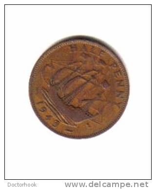 GREAT BRITAIN    1/2 PENNY  1943  (KM # 844) - C. 1/2 Penny