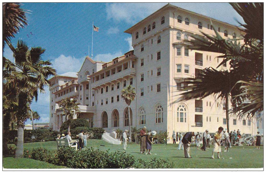 Guests Playing Croquet, Daytona Plaza Hotel Lawn, Daytona Beach Florida 1962 - Hotels & Restaurants