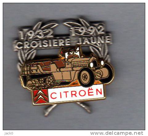 Pin´s  Double  Moule  Sport  Automobile  CITROËN  1932 - 1992  CROISIERE  JAUNE, ARTHUS  BERTRAND - Citroën