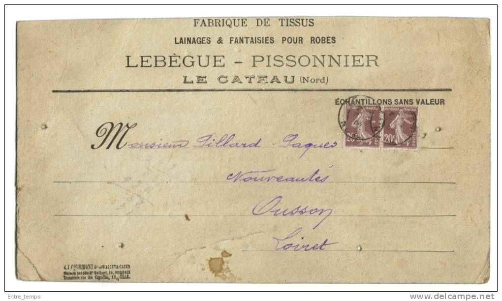 Devant Colis Lebègue Pissonnier Le Cateau - Lettres & Documents