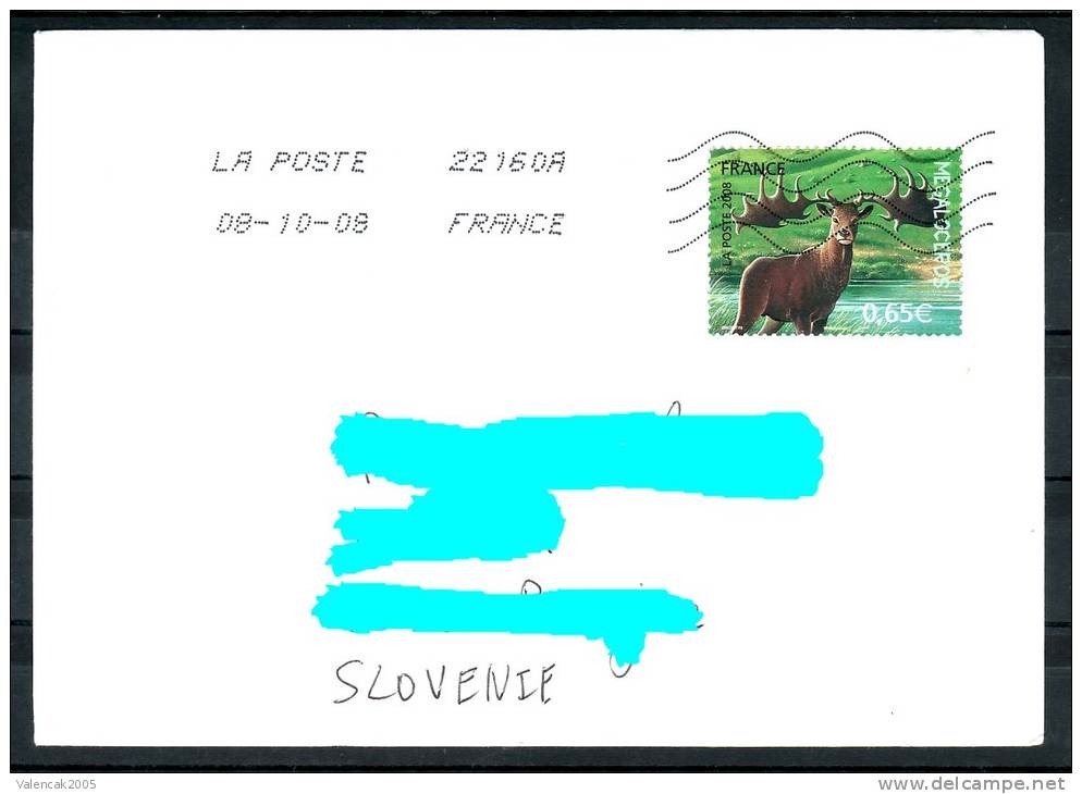 D26 France French Cover Letter Brief ATM Used Prähistorische Tiere Riesenhirsch Prehistoric Animals Giant Deer - Maschinenstempel (Sonstige)