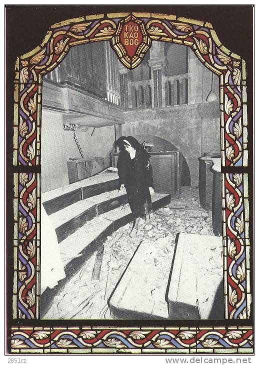 Nun In Destroyed Churche In The Civil War In Croatia (Zadar, 1991.), Croatia - Not Used ! - Eglises Et Couvents