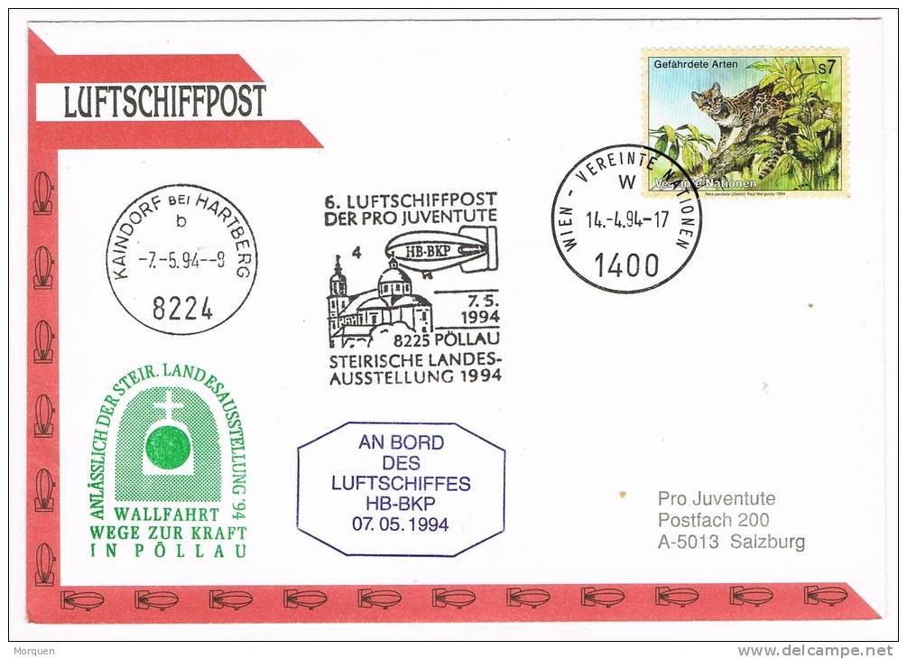 1208. Carta Erea WIEN (Austria) 1994. Vereinten Nationen, ONU. Zeppelin - Briefe U. Dokumente