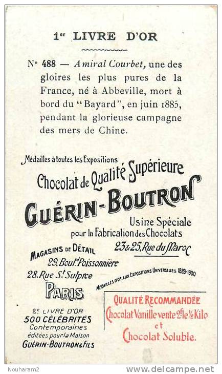 Chromos Réf. A057. Chocolat Guérin-Boutron - Amiral Courbet - Guérin-Boutron