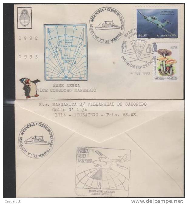 O) 1993 ARGENTINA, BASE AEREA VICE COMODORO MARANBIO, CUBENSIS, PLANE, FDC USED, - FDC