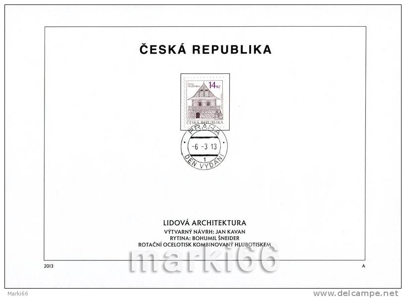 Czech Republic - 2013 - Traditional Architecture - FDS (first Day Sheet) - Neufs