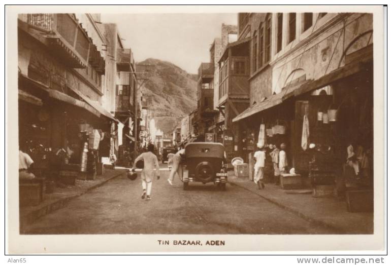 Aden, Tin Bazaar, Animated Street Scene Market, C1920s/30s Vintage Real Photo Postcard - Yemen