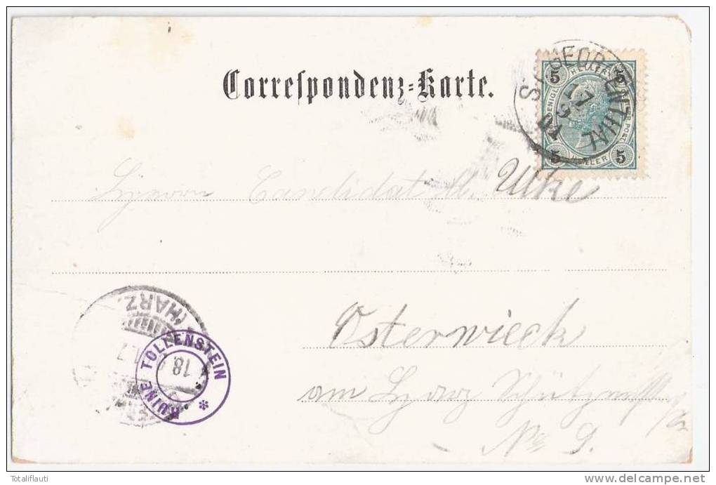 Gruss Vom Tollenstein Restauration In Der Ruine 17.9.1901 Gelaufen Tolštejn - Boehmen Und Maehren