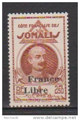 COLONIE COTE FRANCAISE DES SOMALIS TYPES DE 1938 LEONCE LAGARDE DJIBOUTI SURCHARGES FRANCE LIBRE N°228 Neuf* Charniere - Sonstige & Ohne Zuordnung