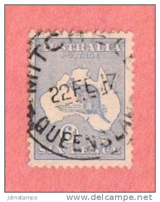 AUS SC #48  1915 Kangaroo And Map  W/SON ("MITCHELL QUEENSLAND / 22FE17"), CV $17.50 - Used Stamps