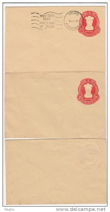 3 Diff., Combination, Unused** Normal+Albino+FDC 1980, 35 Cover, Postal Stationery Envelope, India - Briefe