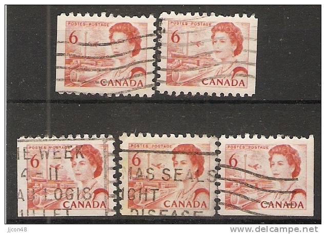 Canada  1967-72 Queen Elizabeth II  Perf. 10 (o) 6c - Single Stamps