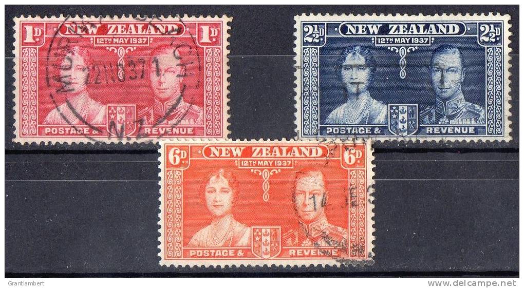 New Zealand 1937 Coronation Set Of 3 Used - Oblitérés