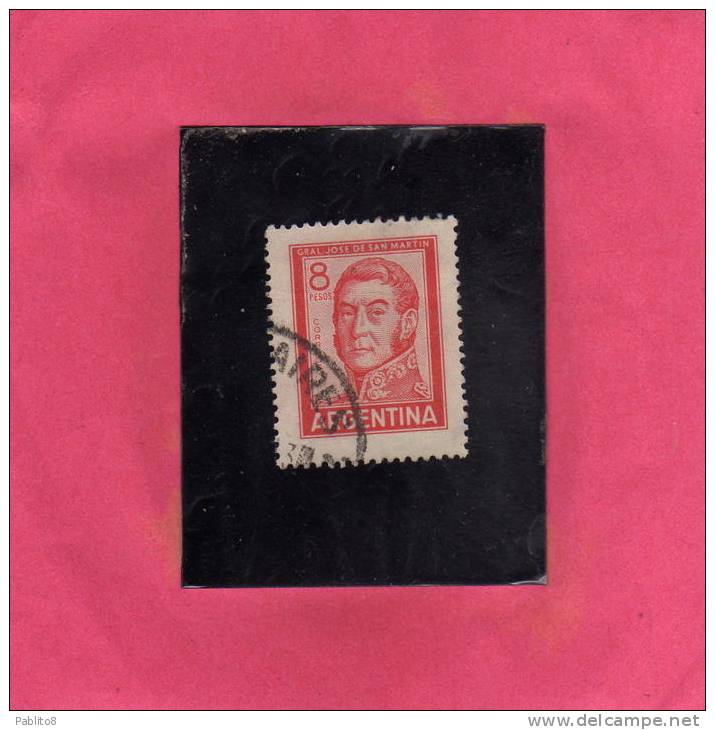 ARGENTINA 1959 1970 1965 JOSE DE SAN MARTIN 8p USATO USED OBLITERE' - Usados