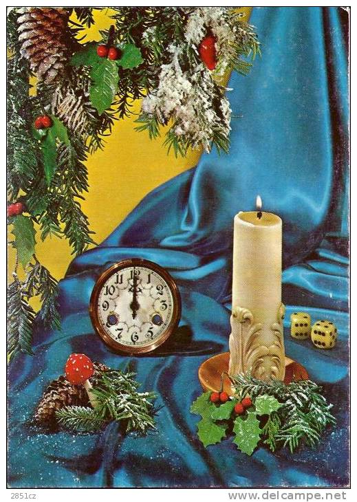 HAPPY NEW YEAR - White Candle And A Clock, Yugoslavia (ND, Zagreb) - Not Used ! - New Year