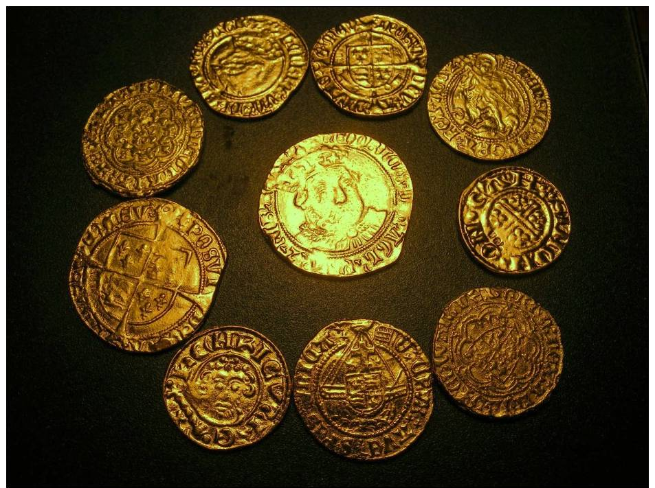 RARE LOT MONNAIES 5 PIECES  MEDIEVALES  OR    PERIODE 900/1300 AP  J.CHRIST/REPRODUCTION - Collections