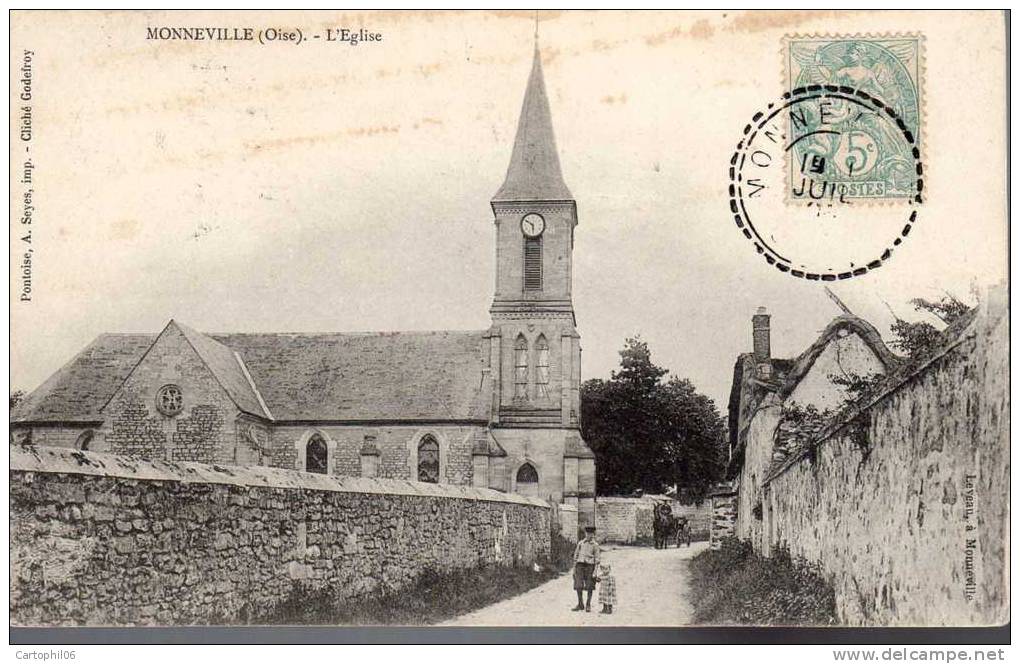 - FRANCE (60) - CPA Ayant Voyagé MONNEVILLE - L´Eglise - Edition Pontoise - Cliché Godefroy - - Autres & Non Classés