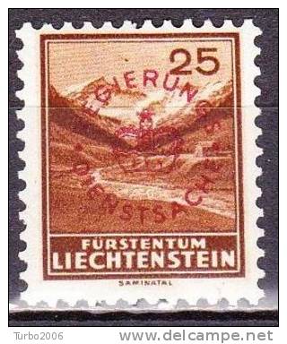 Liechtenstein 1934 / 37 Dienstmarken 25 Rp. Dunkelgelbbraun Aufdruck Rot Mi D 15 A Mit Falz - Service