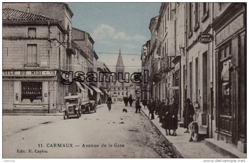 D - 81 - Tarn. - CARMAUX - Avenue De La Gare - (vieilles Voitures - Pub Montre OMEGA). - Edit. E. Caylou. - (voir Scan). - Carmaux