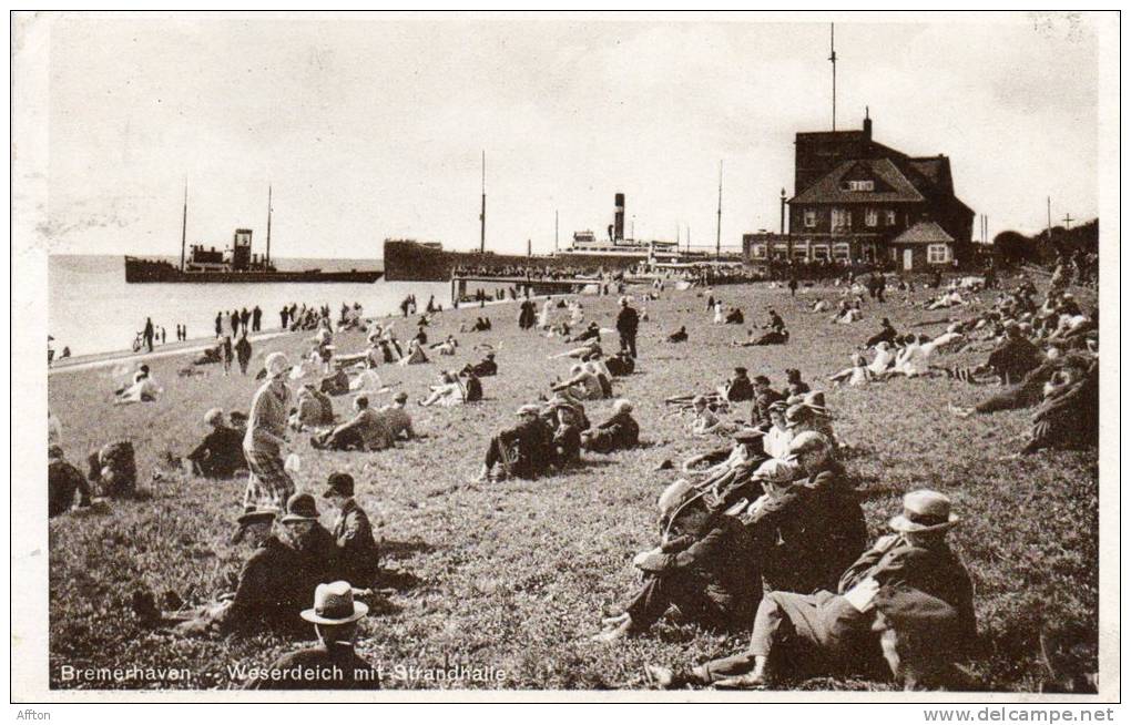 Bremerhaven Wasserdeich Mit Strandhalle Old Postcard - Bremerhaven