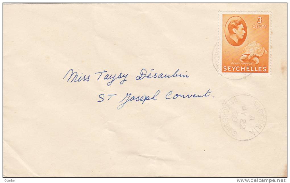 Marcophilie, COVER, LETTRE  SEYCHELLES ,1950, VICTORIA,    /3630 - Seychellen (1976-...)