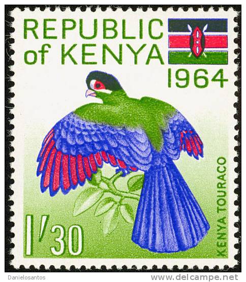 Kenya 1964 Birds Aves Oiseaux Vegels - Hartlaub's Turaco - Tauraco Hartlaubi MLH - Cuckoos & Turacos