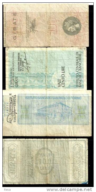 ITALY 100 LIRE X 3 & 200 PROVISIONAL BANCOS INC. GENOA ETC. MOTIFS FRONT& BACK DATED 1976-1977 P.? READ DESCRIPTION !! - [ 4] Provisional Issues